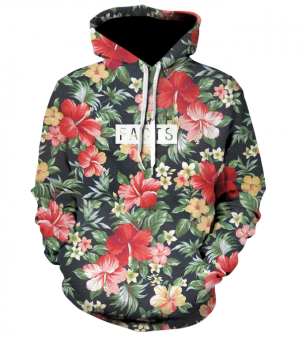 Hoodie dengan desain floral